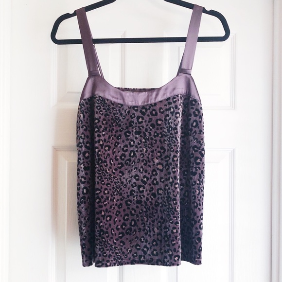 Scarlette Tops - 3/$15 Purple Leopard Print Velvet Satin Tank